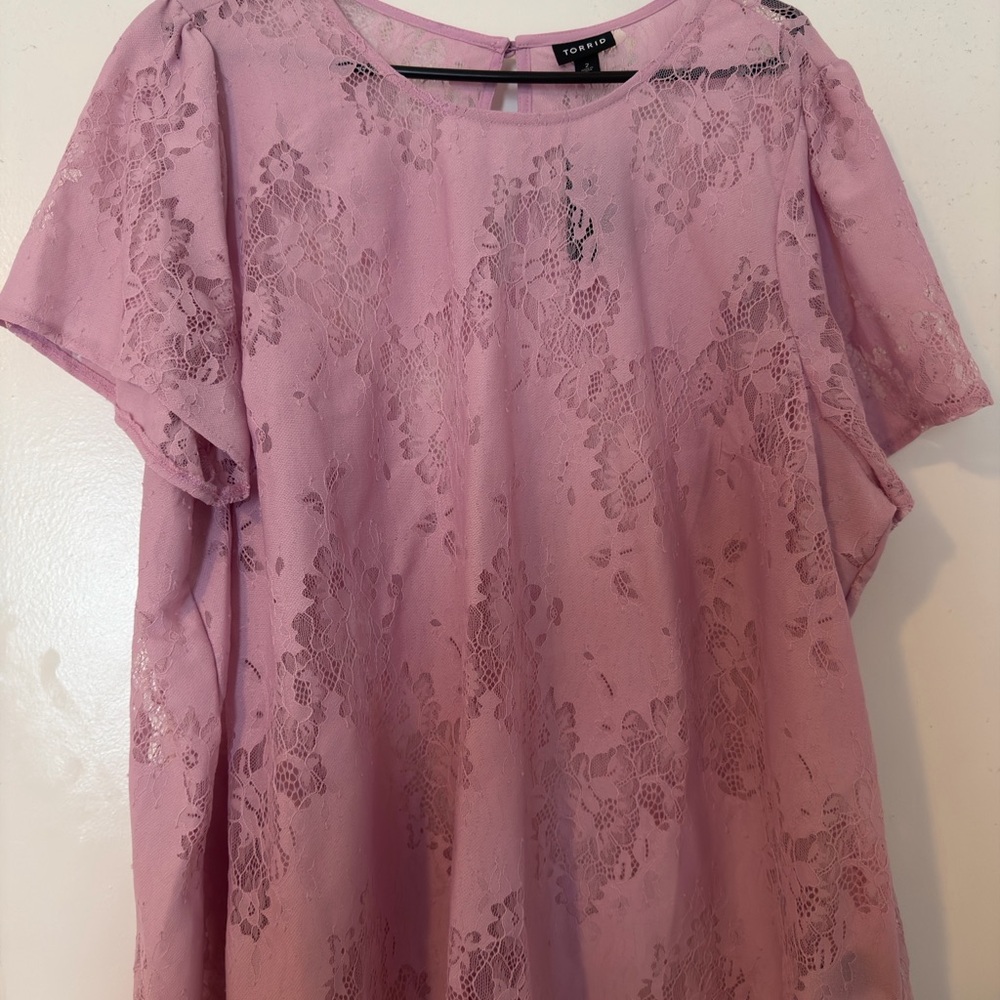 torrid lavender Lace Short Sleeve Blouse
